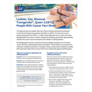 American Cancer Society: LGBTQ People with Cancer Fact Sheet Handout
