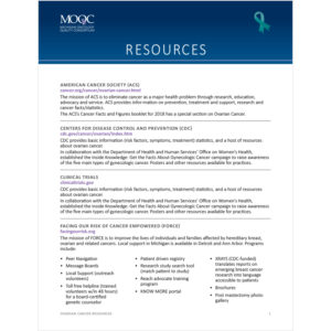 Ovarian Cancer Resources Flyer