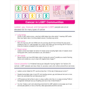 LGBT HealthLink: Cancer in LGBT Communities Handout